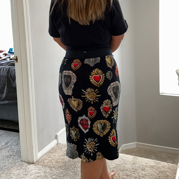 Printed Cady Straight Midi Skirt dolce Gabbana retail $2,500 sold - Picture 6 of 16